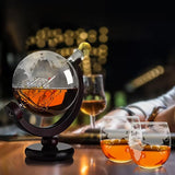 World Map Whisky Bottle and Glass Set