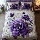 3-Piece Quilted Bedding Set - Violet Rose