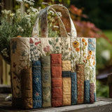 Quilted Artisanal Bag - Books and Flowers