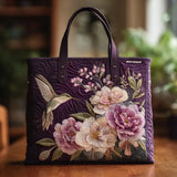 Quilted Artisanal Bag - Hummingbirds and Orchids
