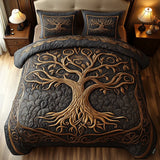 3-Piece Quilted Bedding Set - Tree of Life
