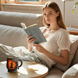 Artisanal Halloween 3D Mug with Witch and Cat Pattern