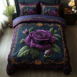 3-Piece Quilted Bedding Set - Violet Rose
