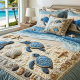 3-Piece Quilted Bedding Set - Ocean Waves