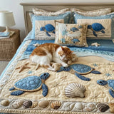 3-Piece Quilted Bedding Set - Ocean Waves