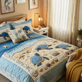 3-Piece Quilted Bedding Set - Ocean Waves
