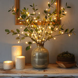 Lit Olive Branch with Decorative Lights