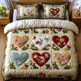 3-Piece Quilted Bedding Set - Loving Hearts