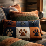 Quilted Cushion Cover - Meadow of Pawprints
