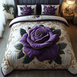 3-Piece Quilted Bedding Set - Violet Rose