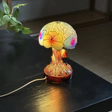 Boho Chic Lamp with Mushroom and Flower Pattern