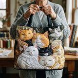 Quilted Artisanal Bag - Sleeping Kittens