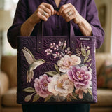 Quilted Artisanal Bag - Hummingbirds and Orchids
